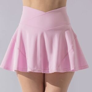 EUC POPFLEX Size S Bubblegum Pink Crisscross Hourglass Twirl Skort